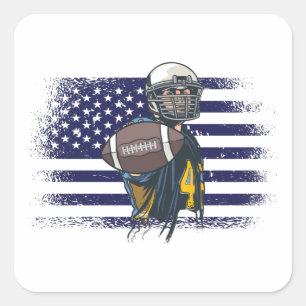 American Football Fläkt Jersey Shirt USA flagga Sq Fyrkantigt Klistermärke