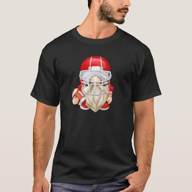 American Football Gnome With Red Football Helmet F T Shirt (Framsida)