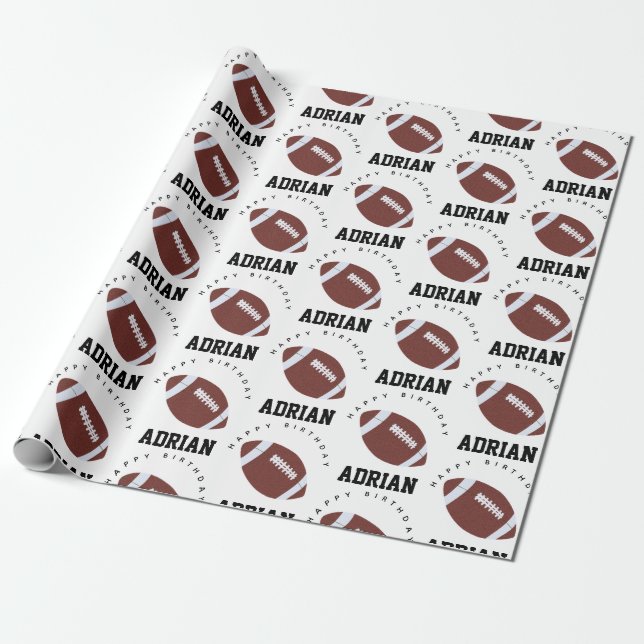 American Football Gridiron Boll Birthday Namn Presentpapper (Utrullad)