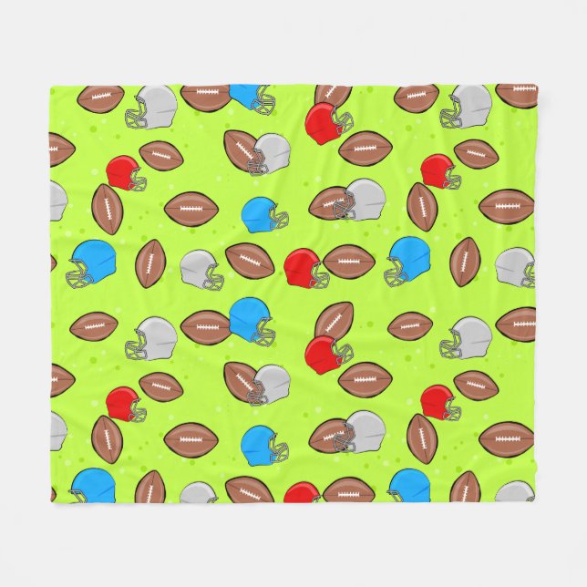 American Football - Helmet & Ball Seamless Pattern Fleecefilt (Framsidan (Horisontell))