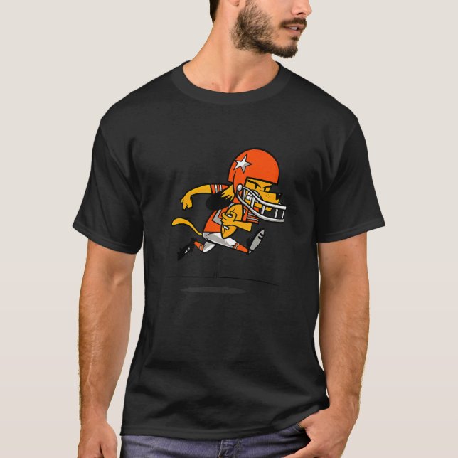 American Football Hund med Helmet Running Running T Shirt (Framsida)