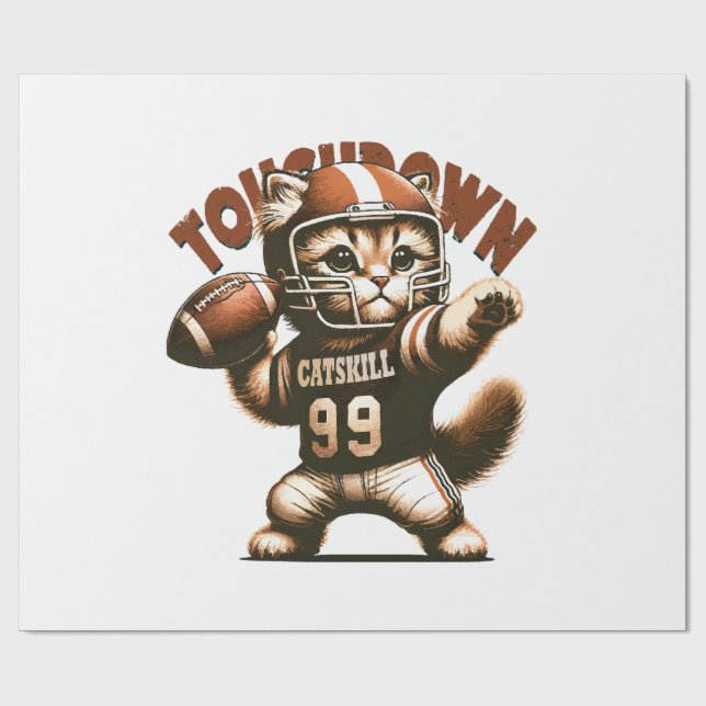 American Football Katt - Touchdown Purrfection Presentpapper (Platt)