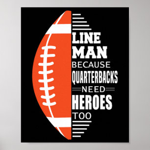 American Football Lineman för kvarterback Nee Poster