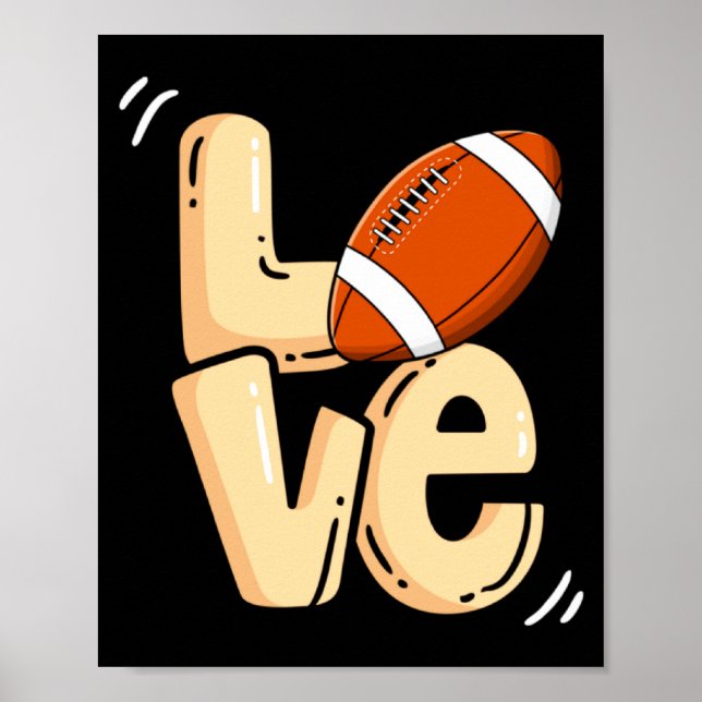 American Football Love Valentines Rugby Srts Pl  Poster (Framsidan)