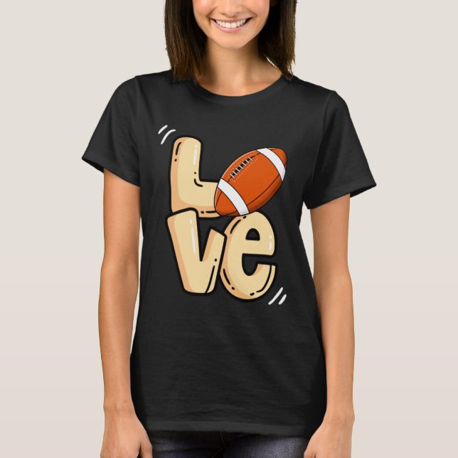 American Football Love Valentines Rugby Srts Pl  T Shirt (Framsida)