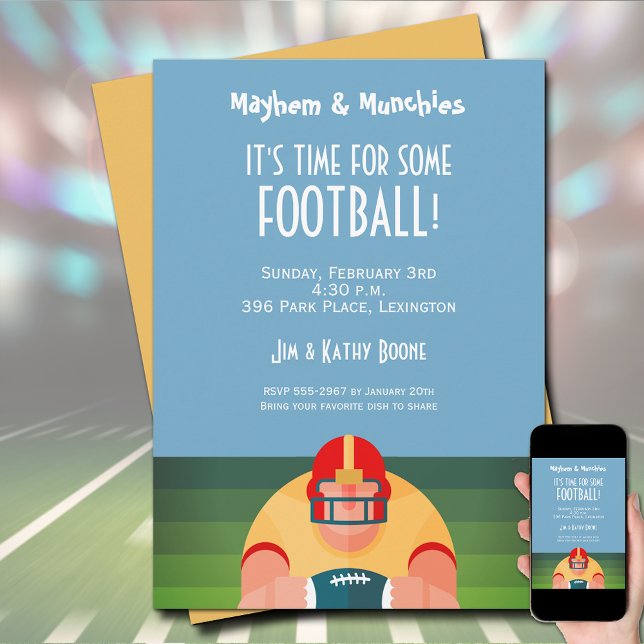 American Football Player Inbjudningar (Order as an INSTANT DOWNLOAD to send digitally or order PRINTED invitations or both!)