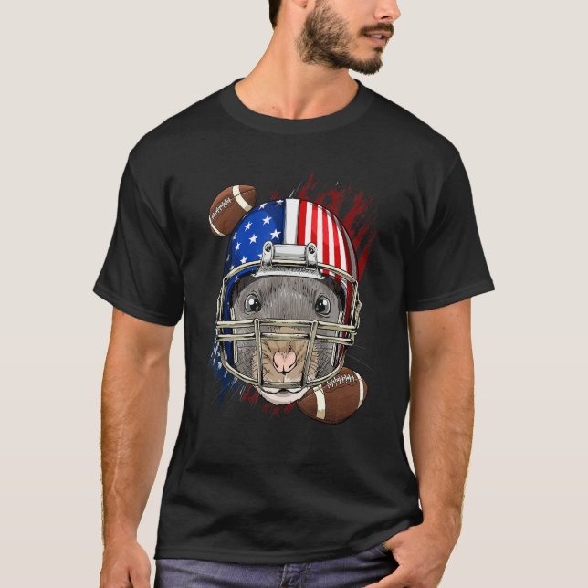 American Football Player Rat Patriotic 4th Of July T Shirt (Framsida)