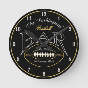 American Football Pub Wall Clock for Man Cave Rund Klocka