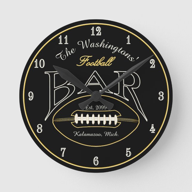 American Football Pub Wall Clock for Man Cave Rund Klocka (Framsida)