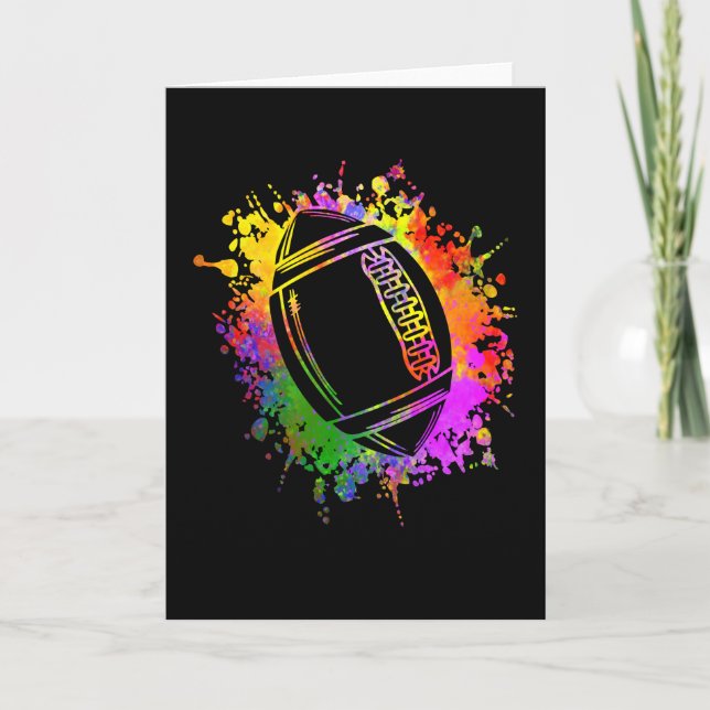 American Football Rugby Watercolor Splashes Kort (Framsida)