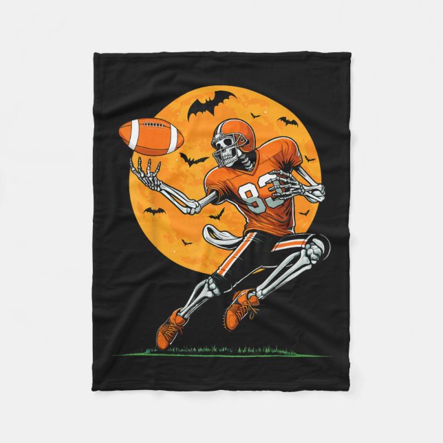 American Football Skeleton Boys Halloween Football Fleecefilt (Framsidan)