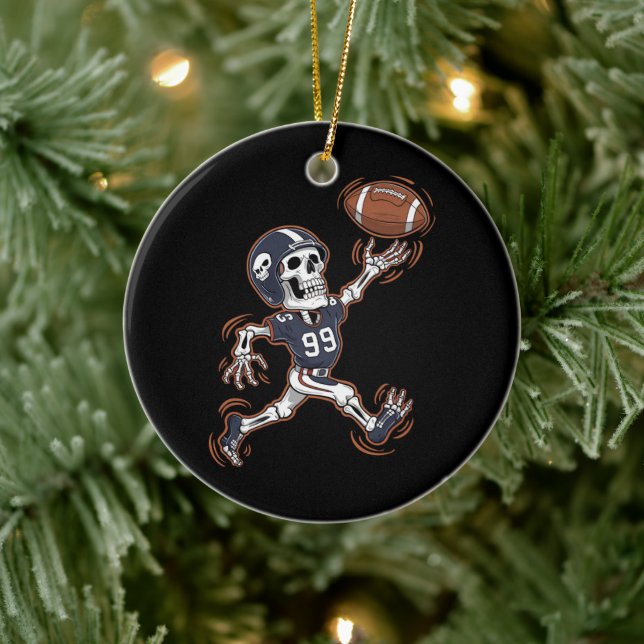 American Football Skeleton Halloween Football Julgransprydnad Keramik (Träd)
