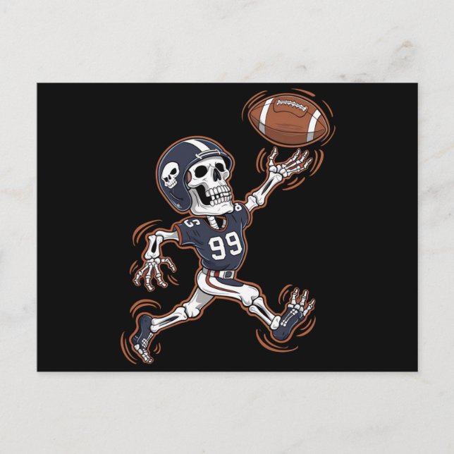 American Football Skeleton Halloween Football Vykort (Framsida)