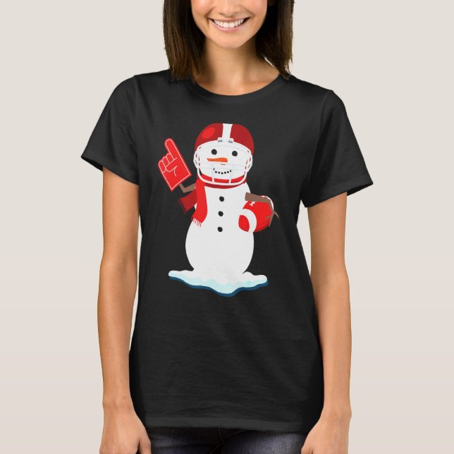 American Football Snögubbe Cute Rugby T Shirt (Framsida)