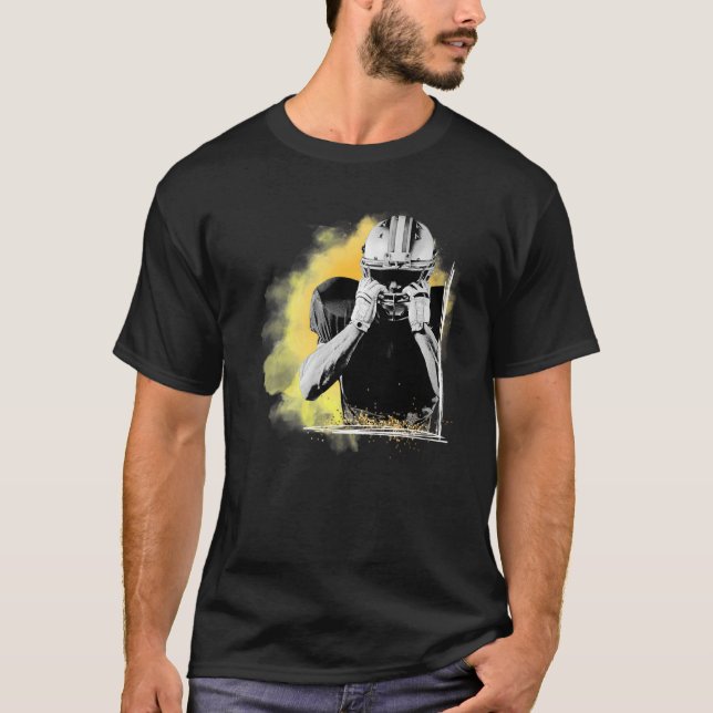 American Football Sports Yellow Player  T Shirt (Framsida)