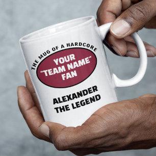 American Football Team Namn Fläkt Red Black Kaffemugg