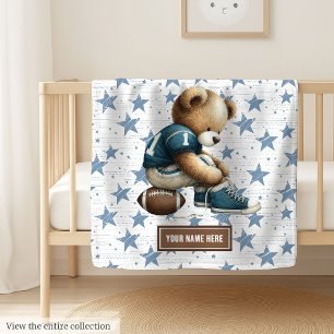 American Football Teddy Blanket for Baby Shower Fleecefilt