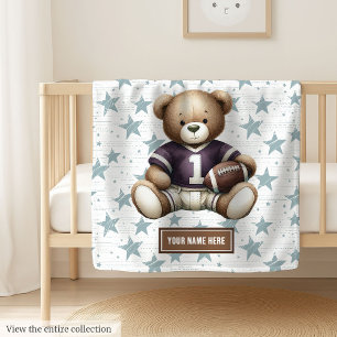 American Football Teddy Blanket for Young Boys Fleecefilt