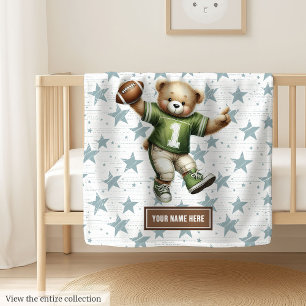 American Football Teddy Blanket med eget namn Fleecefilt