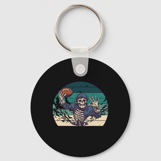 American Footll Retro Vintage Halloween Skeleton Nyckelring (Framsida)