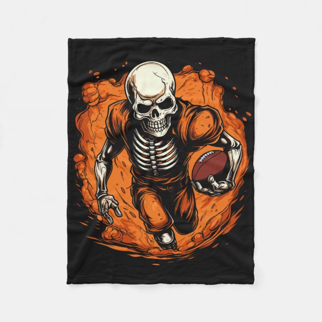 American Footll Skeleton Footll Player Halloween S Fleecefilt (Framsidan)