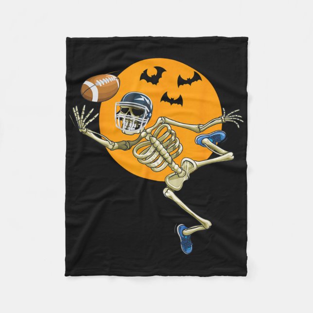 American Footll Skeleton Halloween Manar Boys Foot Fleecefilt (Framsidan)