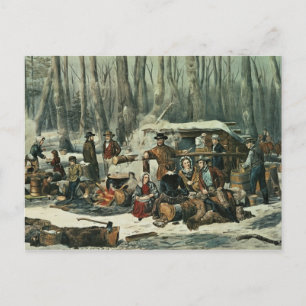 American Forest Scene - Maple Sugaring, 1856 Vykort