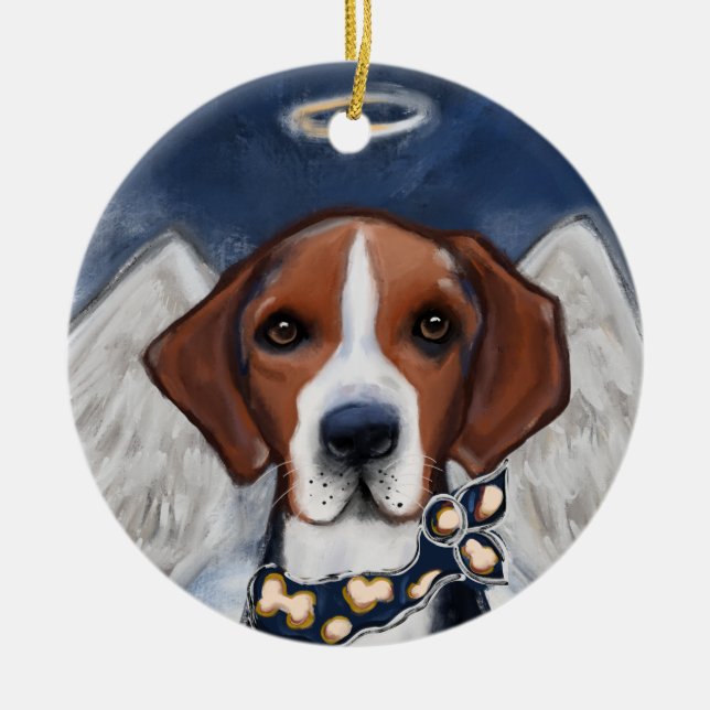 American Foxhound Ängel Julgransprydnad Keramik (Framsidan)