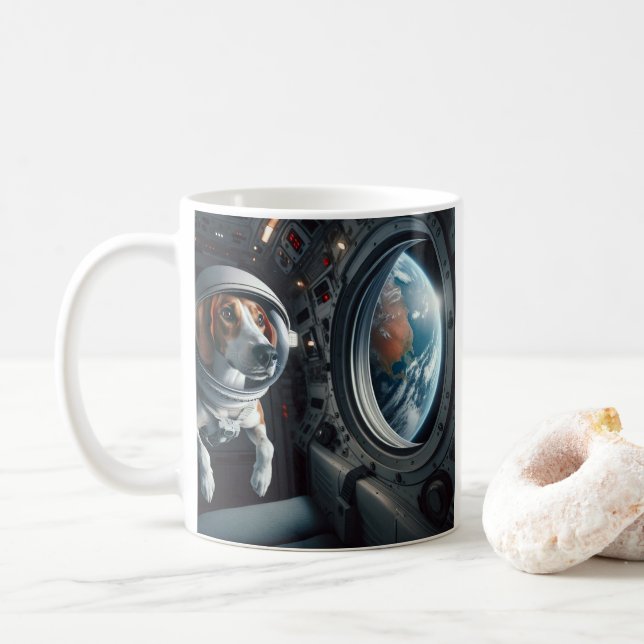 American Foxhound Astronaut i Rymden Blue Kaffemugg (Med munk)