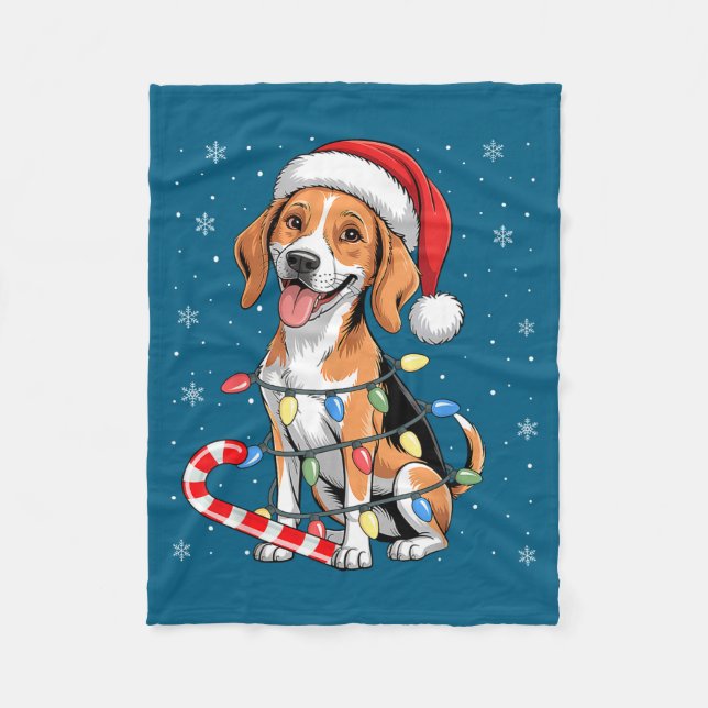 American Foxhound Dog Ugly Christmas Candy Cane Tr Fleecefilt (Framsidan)