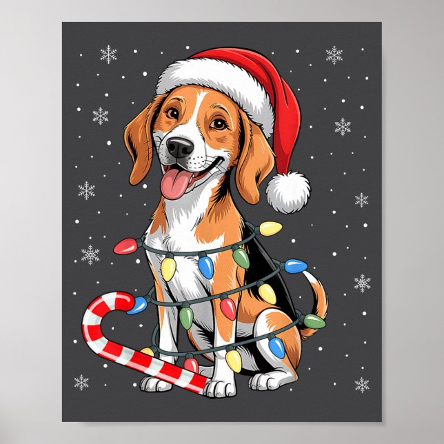 American Foxhound Dog Ugly Christmas Candy Cane Tr Poster (Framsidan)