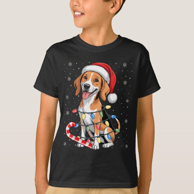 American Foxhound Dog Ugly Christmas Candy Cane Tr T Shirt (Framsida)