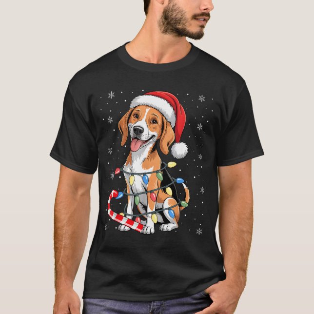 American Foxhound Dog Ugly Christmas Candy Cane Tr T Shirt (Framsida)