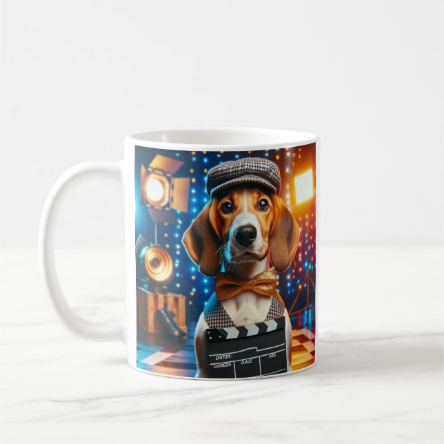 American Foxhound Dresed som Actor Blue Brown Kaffemugg (Vänster)