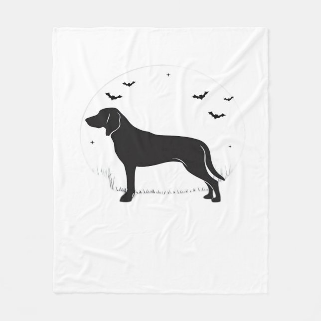 American Foxhound Hund - Halloween Måne Silhouette Fleecefilt (Framsidan)
