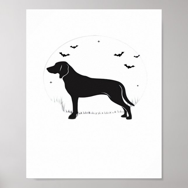 American Foxhound Hund - Halloween Måne Silhouette Poster (Framsidan)