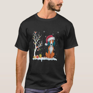 American Foxhound Hund Santa Hat Festive Träd Ligh T Shirt