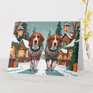 American Foxhound Hundar jul, Snö Helgdag Kort