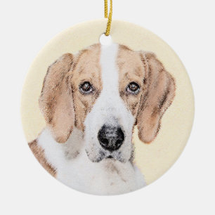 American Foxhound-målning - Cute Original Hund Ar Julgransprydnad Keramik