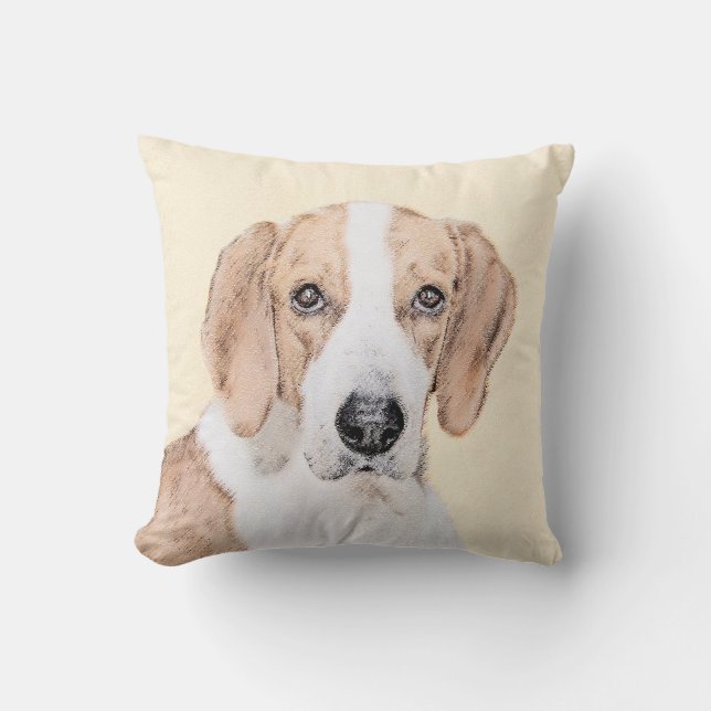 American Foxhound-målning - Cute Original Hund Art Kudde (Framsida)