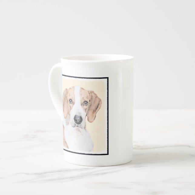 American Foxhound Painting - Cute Original Hund Ar Benporslin Mugg (Framsida vänster)