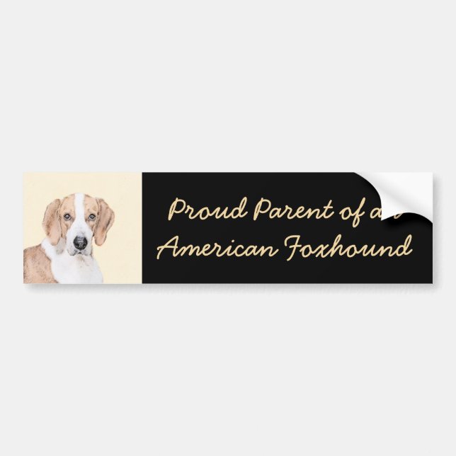 American Foxhound Painting - Cute Original Hund Ar Bildekal (Framsidan)