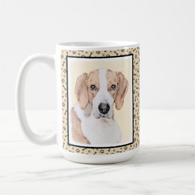 American Foxhound Painting - Cute Original Hund Ar Kaffemugg (Vänster)