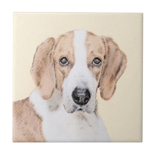 American Foxhound Painting - Cute Original Hund Ar Kakelplatta (Framsidan)