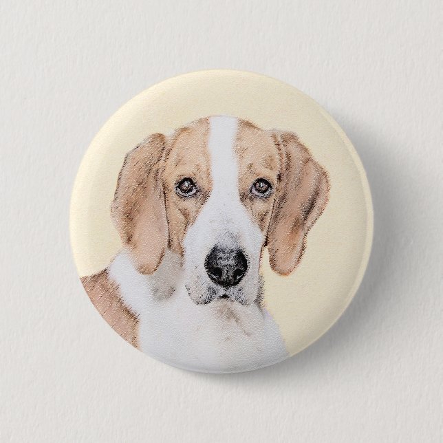 American Foxhound Painting - Cute Original Hund Ar Knapp (Framsida)