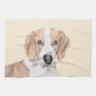 American Foxhound Painting - Cute Original Hund Ar Kökshandduk