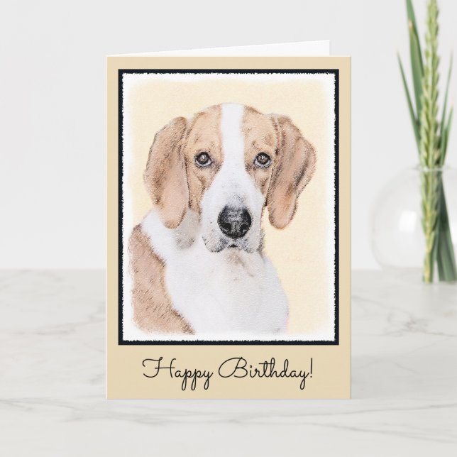 American Foxhound Painting - Cute Original Hund Ar Kort (Framsida)