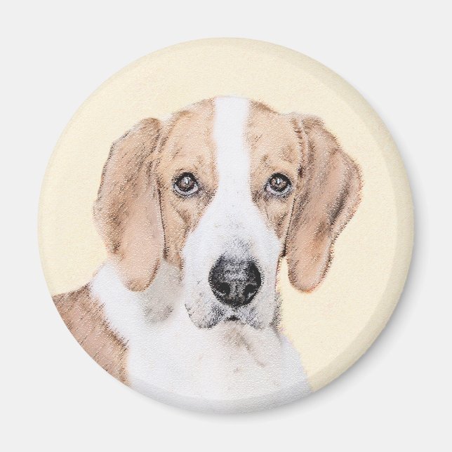 American Foxhound Painting - Cute Original Hund Ar Magnet (Framsidan)