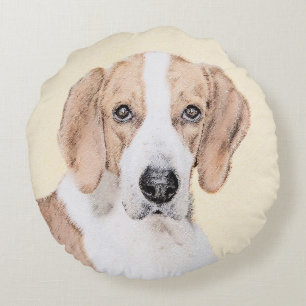 American Foxhound Painting - Cute Original Hund Ar Rund Kudde