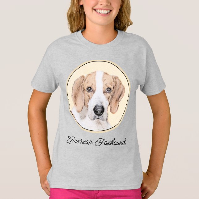 American Foxhound Painting - Cute Original Hund Ar T Shirt (Framsida)